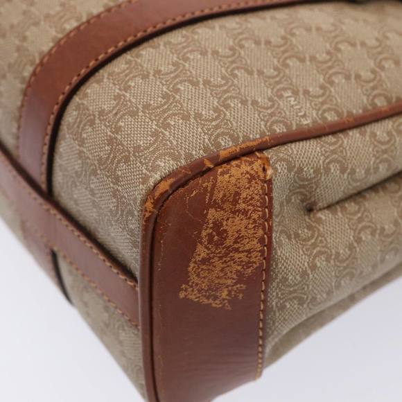 CELINE Macadam Canvas Hand Bag Beige Gold Auth 86426 - Picture 8 of 16